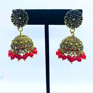 Red Rajasthani Jhumki (Earrings)